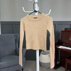 Ambiance Apparel Ribbed Knit Sweater in Tan